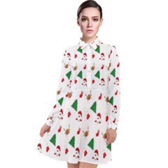 Christmas Tree,santa Long Sleeve Chiffon Shirt Dress by nate14shop