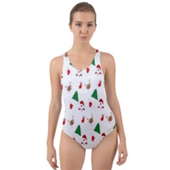 Christmas Tree,santa Cut-out Back One Piece Swimsuit by nate14shop