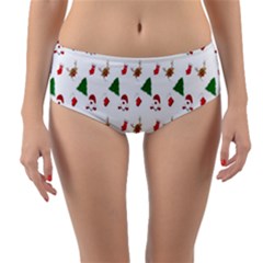 Christmas Tree,santa Reversible Mid-waist Bikini Bottoms