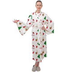 Christmas Tree,santa Maxi Velour Kimono by nate14shop