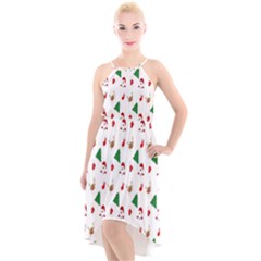 Christmas Tree,santa High-low Halter Chiffon Dress 