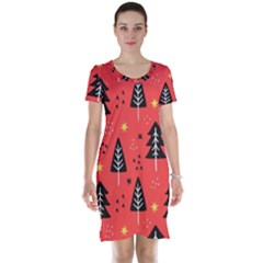 Christmas Tree,snow Star Short Sleeve Nightdress