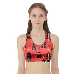 Christmas Tree,snow Star Sports Bra With Border by nate14shop