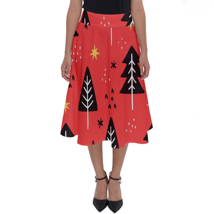 Christmas Tree,snow Star Perfect Length Midi Skirt