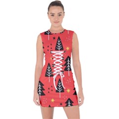 Christmas Tree,snow Star Lace Up Front Bodycon Dress by nate14shop