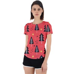 Christmas Tree,snow Star Back Cut Out Sport Tee by nate14shop