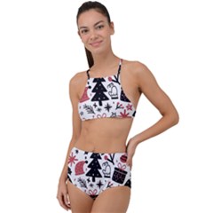 Christmas Tree-background-jawelry Bel,gift High Waist Tankini Set by nate14shop