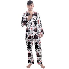 Christmas Tree-background-jawelry Bel,gift Men s Long Sleeve Satin Pajamas Set by nate14shop