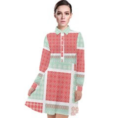 Christmas Greeting Card Design Long Sleeve Chiffon Shirt Dress by nate14shop