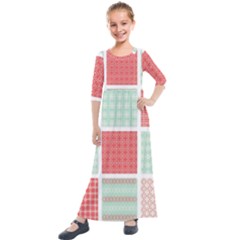 Christmas Greeting Card Design Kids  Quarter Sleeve Maxi Dress by nate14shop