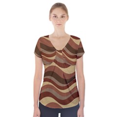 Backgrounds-lines Dark Short Sleeve Front Detail Top by nate14shop