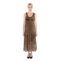 Background-wood Pattern Dark Sleeveless Maxi Dress