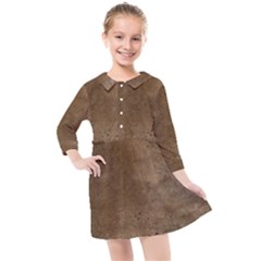 Background-wood Pattern Dark Kids  Quarter Sleeve Shirt Dress by nate14shop