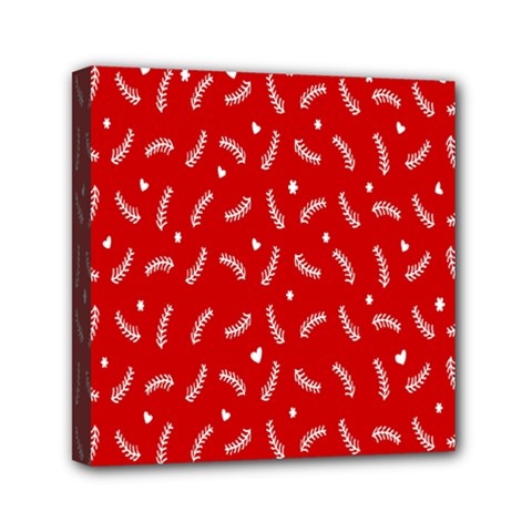 Christmas Pattern,love Red Mini Canvas 6  X 6  (stretched) by nate14shop