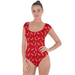 Christmas Pattern,love Red Short Sleeve Leotard  by nate14shop