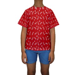 Christmas Pattern,love Red Kids  Short Sleeve Swimwear by nate14shop