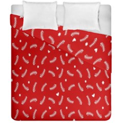 Christmas Pattern,love Red Duvet Cover Double Side (california King Size) by nate14shop