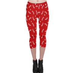 Christmas Pattern,love Red Capri Leggings  by nate14shop