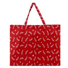 Christmas Pattern,love Red Zipper Large Tote Bag by nate14shop