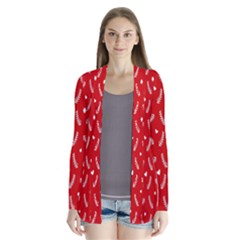 Christmas Pattern,love Red Drape Collar Cardigan by nate14shop
