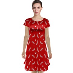 Christmas Pattern,love Red Cap Sleeve Nightdress by nate14shop