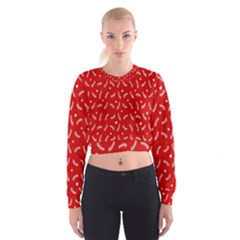 Christmas Pattern,love Red Cropped Sweatshirt by nate14shop