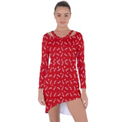 Christmas Pattern,love Red Asymmetric Cut-out Shift Dress by nate14shop