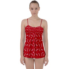 Christmas Pattern,love Red Babydoll Tankini Set by nate14shop