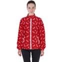 Christmas Pattern,love Red Women s High Neck Windbreaker View1