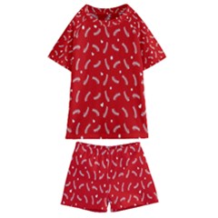 Christmas Pattern,love Red Kids  Swim Tee And Shorts Set