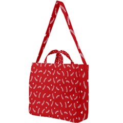 Christmas Pattern,love Red Square Shoulder Tote Bag by nate14shop