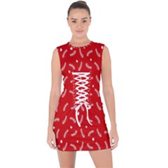 Christmas Pattern,love Red Lace Up Front Bodycon Dress by nate14shop