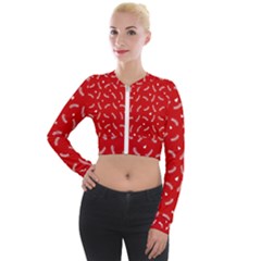 Christmas Pattern,love Red Long Sleeve Cropped Velvet Jacket by nate14shop