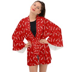 Christmas Pattern,love Red Long Sleeve Kimono by nate14shop