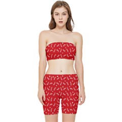 Christmas Pattern,love Red Stretch Shorts And Tube Top Set by nate14shop