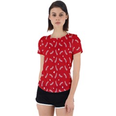 Christmas Pattern,love Red Back Cut Out Sport Tee by nate14shop
