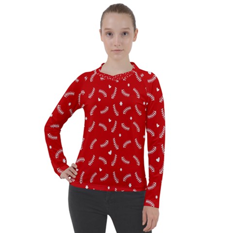 Christmas Pattern,love Red Women s Pique Long Sleeve Tee by nate14shop