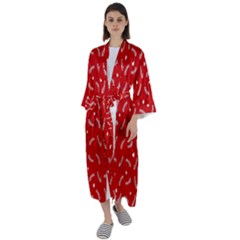 Christmas Pattern,love Red Maxi Satin Kimono by nate14shop