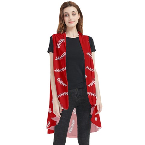 Christmas Pattern,love Red Sleeveless Chiffon Waistcoat Shirt by nate14shop