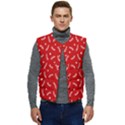 Christmas Pattern,love Red Men s Short Button Up Puffer Vest	 View1