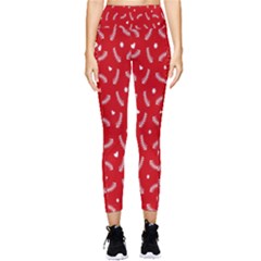 Christmas Pattern,love Red Pocket Leggings  by nate14shop