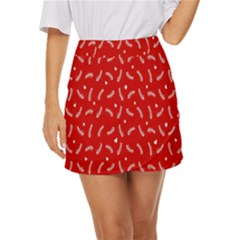 Christmas Pattern,love Red Mini Front Wrap Skirt by nate14shop