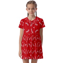 Christmas Pattern,love Red Kids  Asymmetric Collar Dress by nate14shop