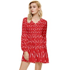 Christmas Pattern,love Red Tiered Long Sleeve Mini Dress by nate14shop