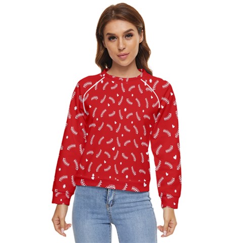 Christmas Pattern,love Red Women s Long Sleeve Raglan Tee by nate14shop