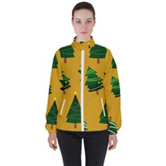 Christmas Tree,yellow Women s High Neck Windbreaker by nate14shop