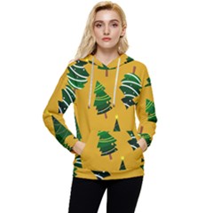 Christmas Tree,yellow Women s Lightweight Drawstring Hoodie by nate14shop