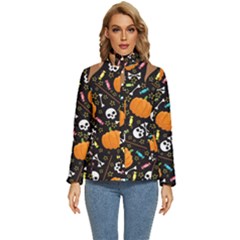Halloween Pattern 3 Women s Puffer Bubble Jacket Coat by designsbymallika