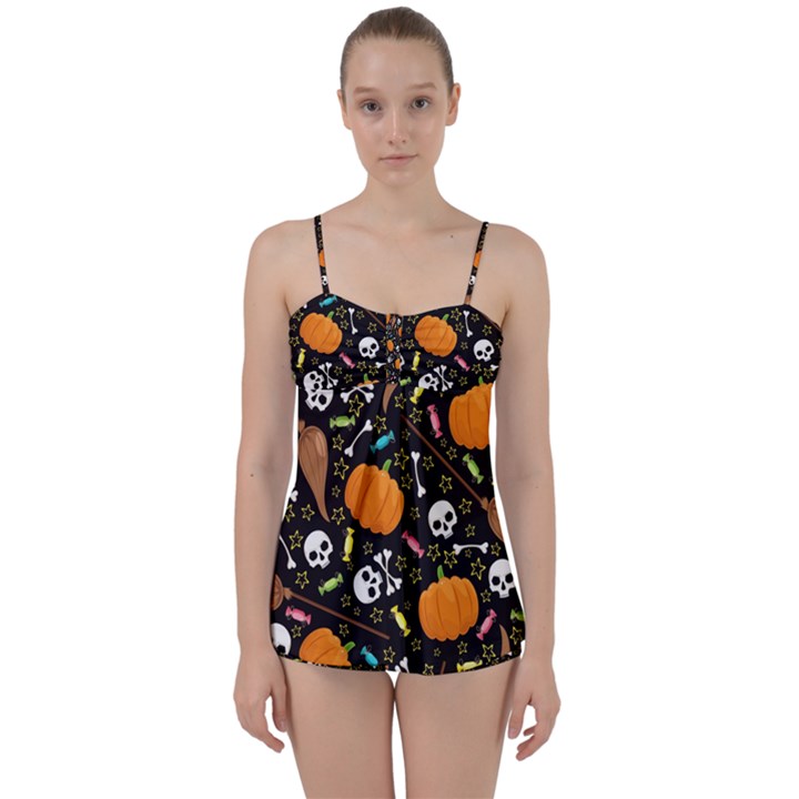 Halloween Pattern 3 Babydoll Tankini Set