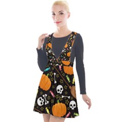 Halloween Pattern 3 Plunge Pinafore Velour Dress